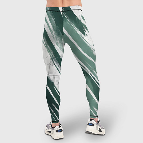 Мужские тайтсы Косая зеленая полоска / 3D-принт – фото 4