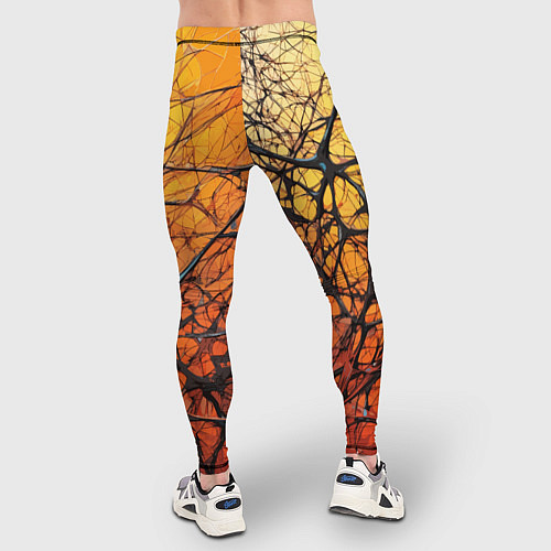 Мужские тайтсы Чёрные волокна и жёлтый градиент абстракция / 3D-принт – фото 4