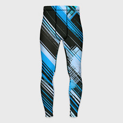 Мужские тайтсы Синие диагональные полосы на чёрном фоне