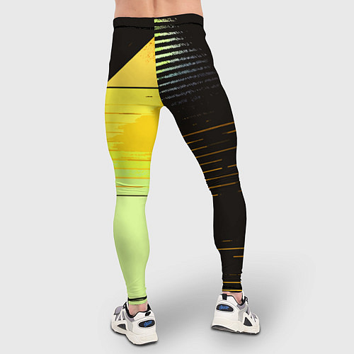 Мужские тайтсы Горизонтальные полосы на чёрно-жёлтом фоне / 3D-принт – фото 4
