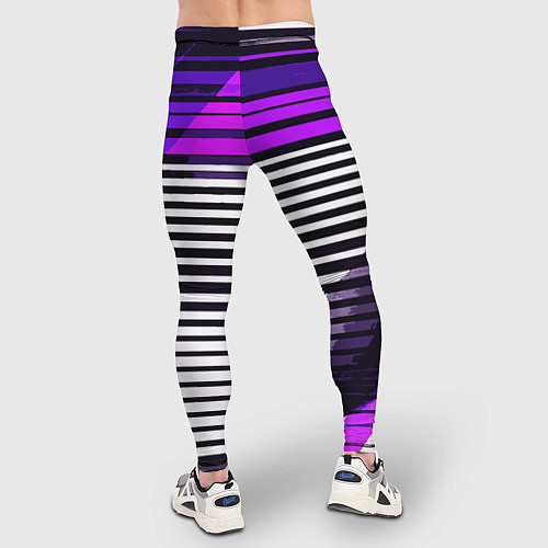 Мужские тайтсы Фиолетово-чёрные полосы на белом фоне / 3D-принт – фото 4