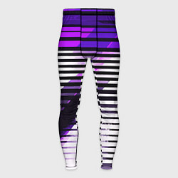 Мужские тайтсы Фиолетово-чёрные полосы на белом фоне