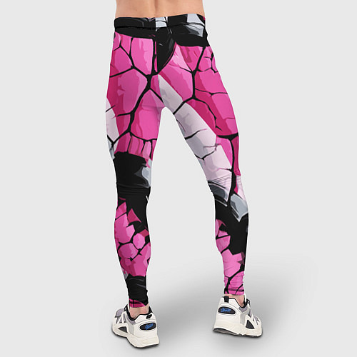 Мужские тайтсы Чёрные линии на чёрно-розовом фоне / 3D-принт – фото 4