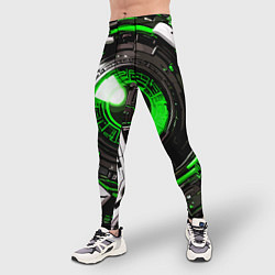 Тайтсы мужские Зелёная сфера киберпанк, цвет: 3D-принт — фото 2