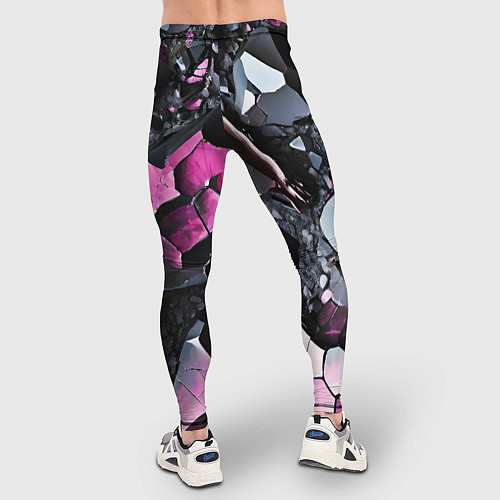 Мужские тайтсы Чёрно-розовый камень / 3D-принт – фото 4