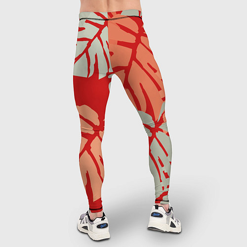 Мужские тайтсы Отпечатки монстеры на красном / 3D-принт – фото 4