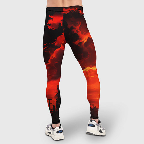 Мужские тайтсы Багровый апокалиптический закат / 3D-принт – фото 4