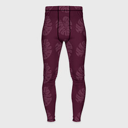 Мужские тайтсы Узор из монстер винного цвета