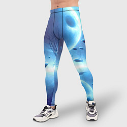 Тайтсы мужские Луна и рыбы - нейроарт фантазия, цвет: 3D-принт — фото 2