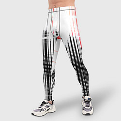 Тайтсы мужские Красно-чёрный гранж на белом фоне, цвет: 3D-принт — фото 2