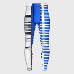 Тайтсы мужские White stripes on a black and blue background, цвет: 3D-принт