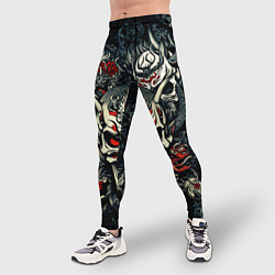 Тайтсы мужские Маска Хання на черепе самурая на фоне духов, цвет: 3D-принт — фото 2