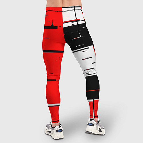 Мужские тайтсы Чёрные и красные полосы на белом фоне / 3D-принт – фото 4