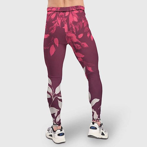 Мужские тайтсы Листья на бордовом фоне - нейросеть / 3D-принт – фото 4