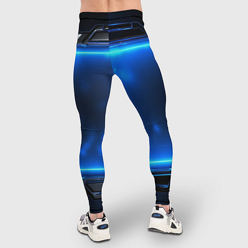 Мужские тайтсы Синяя неоновая атмосфера / 3D-принт – фото 4