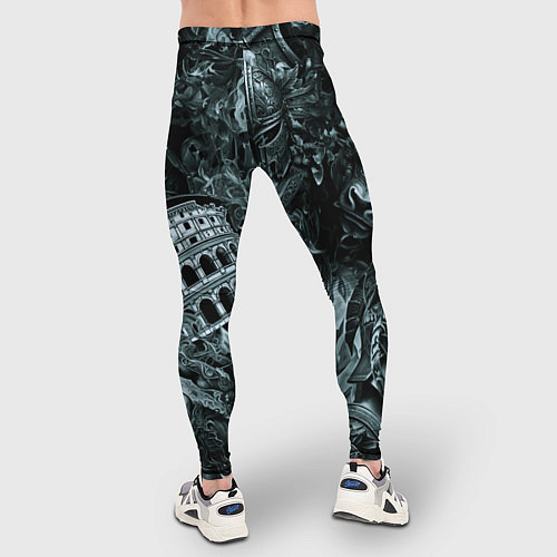 Мужские тайтсы Гладиатор и минотавр на фоне мечей и щитов / 3D-принт – фото 4