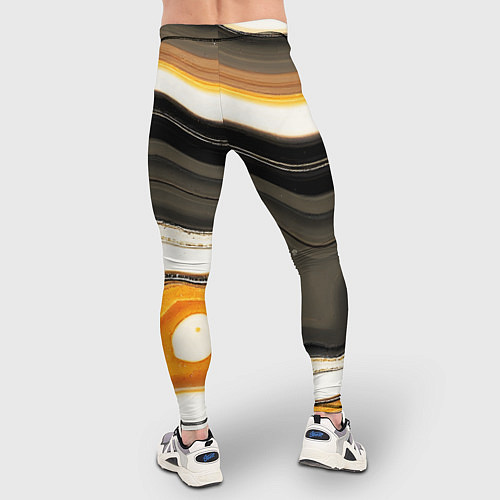 Мужские тайтсы Волнистые чёрно-жёлтые полосы на белом фоне / 3D-принт – фото 4