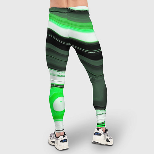 Мужские тайтсы Волнистые горизонтальные чёрно-зелёные полосы на б / 3D-принт – фото 4