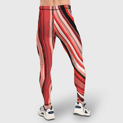 Мужские тайтсы Волнистые вертикальные чёрно-красные полосы / 3D-принт – фото 4