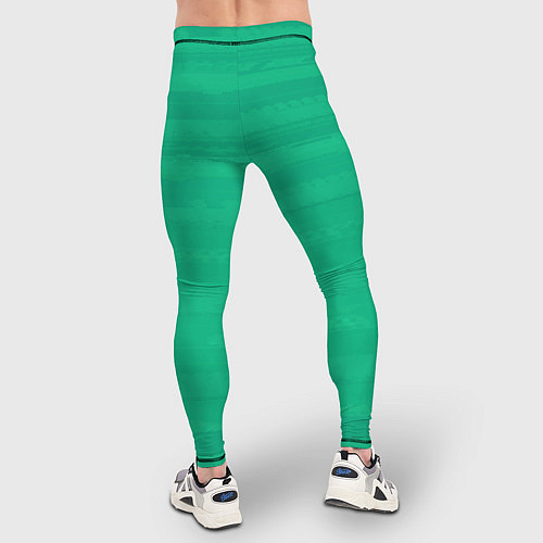 Мужские тайтсы Изумрудный зелёный однотонный с полосами / 3D-принт – фото 4