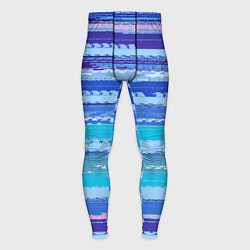 Тайтсы мужские Морской сине-голубой абстрактные полосы, цвет: 3D-принт