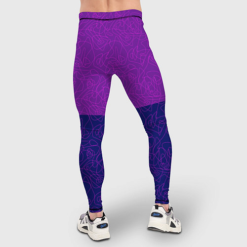 Мужские тайтсы Фиолетовый синий узор с абстрактными линиями / 3D-принт – фото 4
