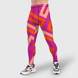 Тайтсы мужские Прямоугольники по диагонали-фиолетовый, оранжевый, цвет: 3D-принт — фото 2