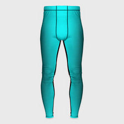 Тайтсы мужские Чёрный и неоновый голубой градиент по центру, цвет: 3D-принт