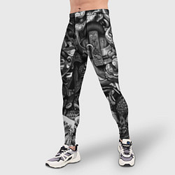 Тайтсы мужские Самурай и дракон в стиле татуировки ирезуми, цвет: 3D-принт — фото 2