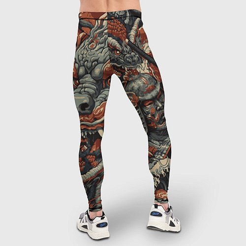 Мужские тайтсы Драконы и самураи в стиле ирезуми / 3D-принт – фото 4