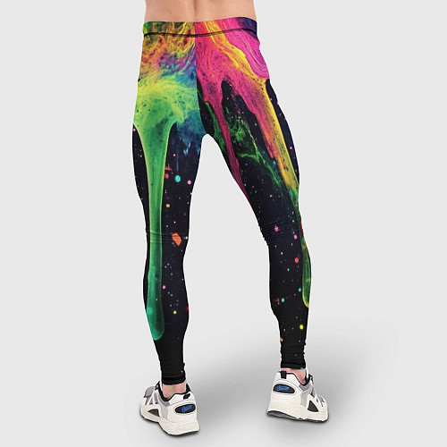 Мужские тайтсы Разноцветные потеки краски / 3D-принт – фото 4