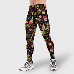 Тайтсы мужские Merry Christmas - паттерн, цвет: 3D-принт — фото 2