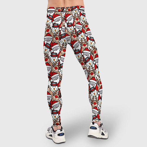 Мужские тайтсы Деды Морозы олени снеговики / 3D-принт – фото 4