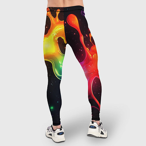 Мужские тайтсы Радужные кляксы на черном фоне / 3D-принт – фото 4