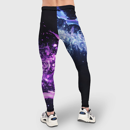 Мужские тайтсы Фиолетово-синяя абстрактная волна / 3D-принт – фото 4
