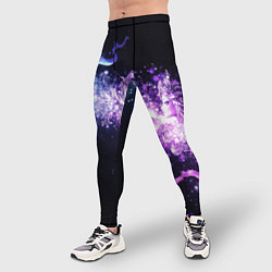 Тайтсы мужские Фиолетово-синяя абстрактная волна, цвет: 3D-принт — фото 2