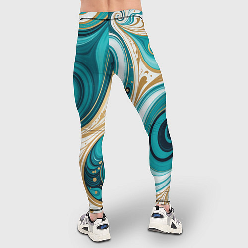 Мужские тайтсы Бирюза и золото / 3D-принт – фото 4