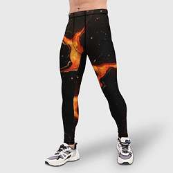 Тайтсы мужские Оранжевый разлом на черной текстуре, цвет: 3D-принт — фото 2