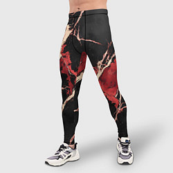 Тайтсы мужские Красно-черная потертая текстура, цвет: 3D-принт — фото 2