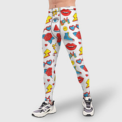 Тайтсы мужские Паттерн с яркими молодежными стикерами, цвет: 3D-принт — фото 2