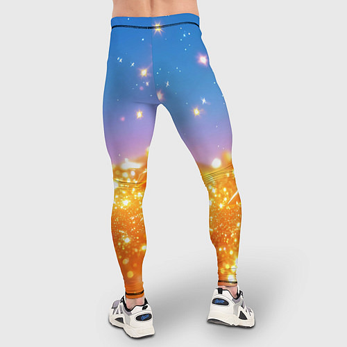 Мужские тайтсы Золотые шарики на голубом фоне / 3D-принт – фото 4