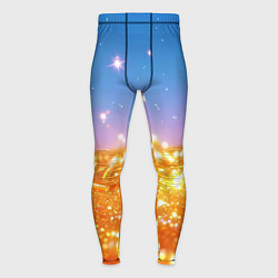 Тайтсы мужские Золотые шарики на голубом фоне, цвет: 3D-принт