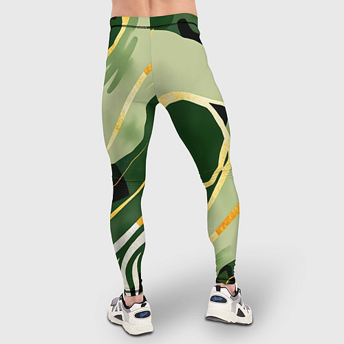 Мужские тайтсы Зеленый природный паттерн / 3D-принт – фото 4