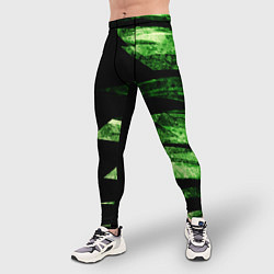 Тайтсы мужские Color green black, цвет: 3D-принт — фото 2