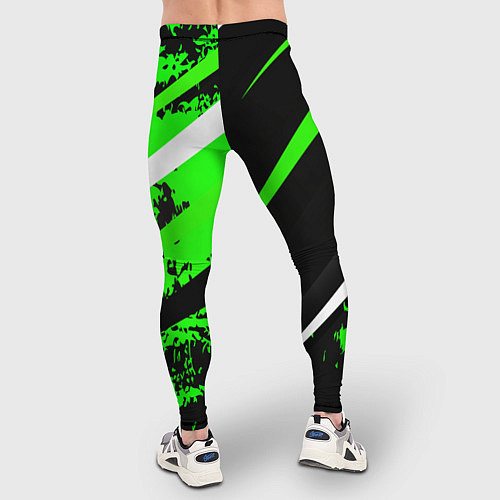 Мужские тайтсы Color black and green / 3D-принт – фото 4