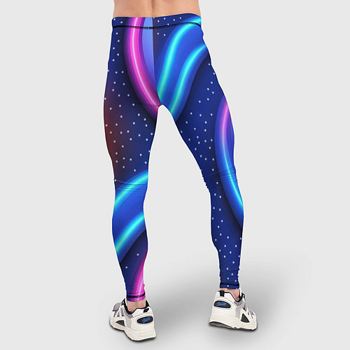 Мужские тайтсы Оранжевый круг и голубые линии текстура / 3D-принт – фото 4