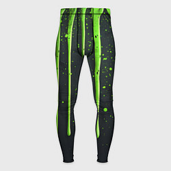 Тайтсы мужские Зеленая краска стекающая на черном фоне, цвет: 3D-принт