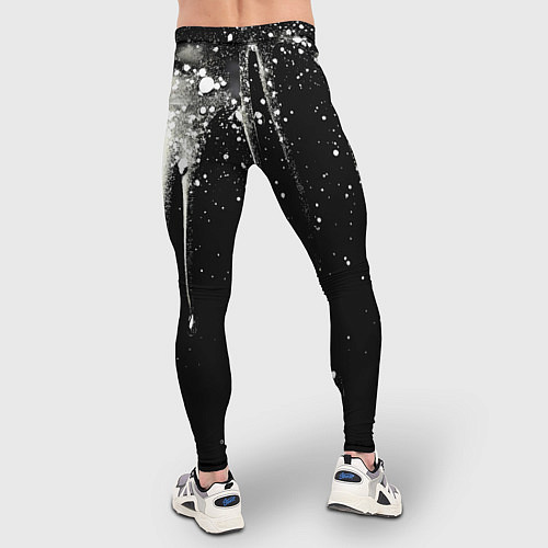 Мужские тайтсы Белые брызги на черном / 3D-принт – фото 4