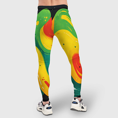 Мужские тайтсы Желто-зеленая краска текстура / 3D-принт – фото 4