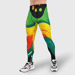 Тайтсы мужские Желто-зеленая краска текстура, цвет: 3D-принт — фото 2